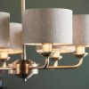 Lampa wisząca abażurowa sześciopłomienna lniana okrągła chromowana minimalistyczna klasyczna HIGHCLERE 99151 ENDON 